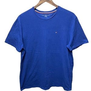blank plain short sleeve crewneck Tommy Hilfiger blue casual small logo T-Shirt